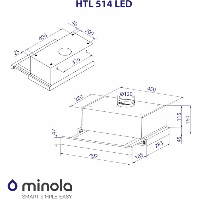 Витяжка MINOLA HTL 514 WH LED