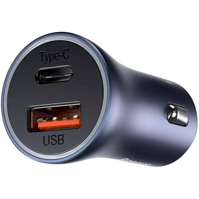 Автомобильное зарядное устройство BASEUS Golden Contactor Pro Dual Quick Charger U+C 40W Dark Gray w/Type-C cable (TZCCJD-0G)