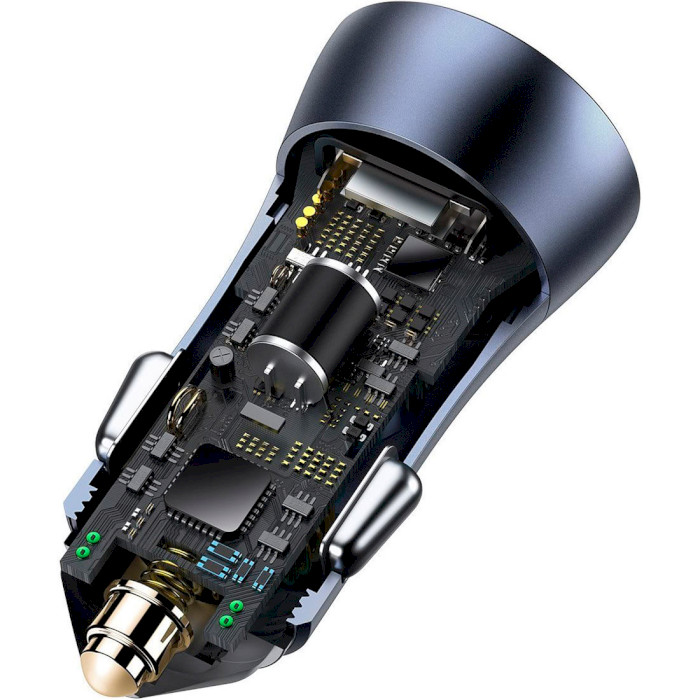 Автомобільний зарядний пристрій BASEUS Golden Contactor Pro Dual Quick Charger U+C 40W Dark Gray w/Type-C cable (TZCCJD-0G)