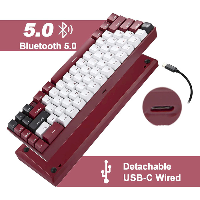 Клавиатура беспроводная MOTOSPEED BK67 Longhua Red Switch Red (MTBK67RMR)