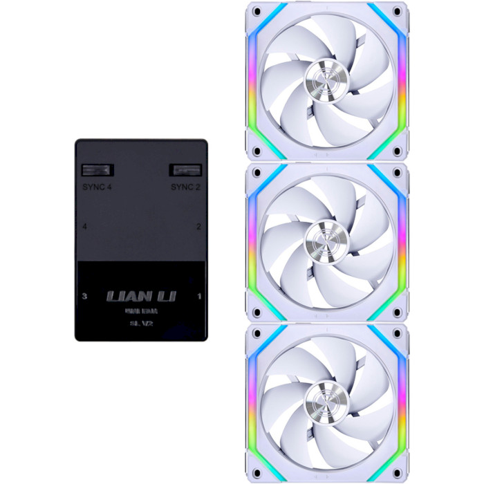 Комплект вентиляторів LIAN LI Uni Fan SL120 V2 White w/controller 3-Pack (G99.12SLV23W.00)