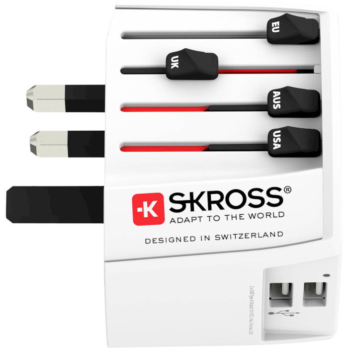 Универсальный сетевой переходник SKROSS MUV USB White (1.302960)