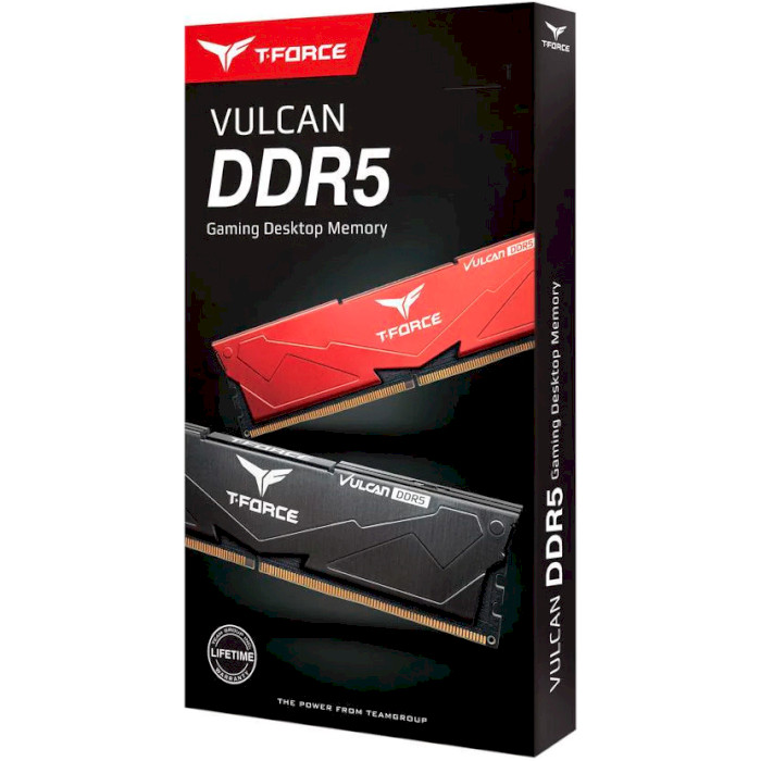 Модуль памяти TEAM T-Force Vulcan Red DDR5 6000MHz 32GB Kit 2x16GB (FLRD532G6000HC38ADC01)