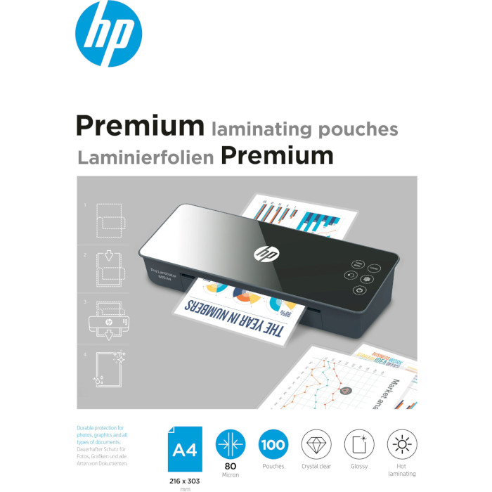 Плёнка для ламинирования HP Premium Laminating Pouches A4 80мкм 100л