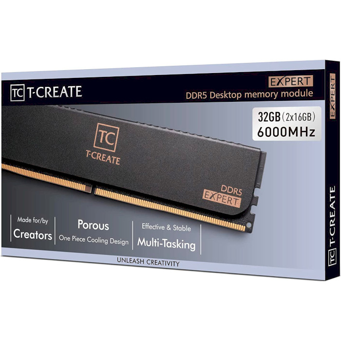 Модуль памяти TEAM T-Create Expert Black DDR5 6000MHz 32GB Kit 2x16GB (CTCED532G6000HC38ADC01)