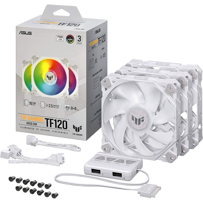 Комплект вентиляторов ASUS TUF Gaming TF120 ARGB White 3-Pack (90DA0033-B09030)