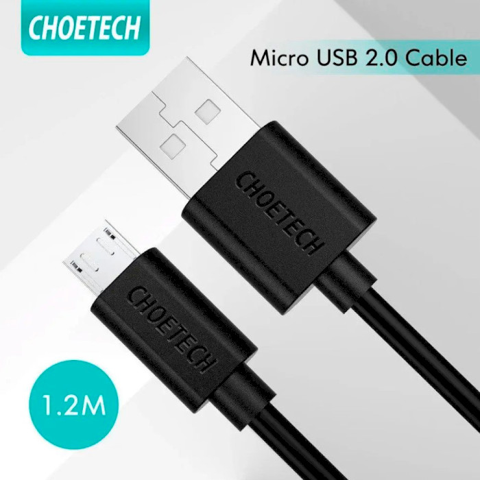 Кабель CHOETECH AB003 USB-A to Micro-USB Cable 1.2м Black