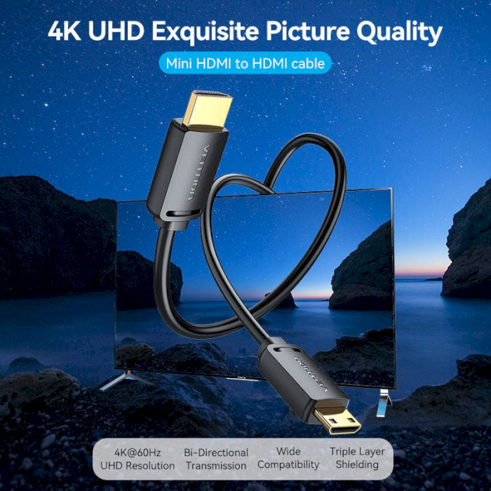 Кабель VENTION Mini-HDMI to HDMI HDMI - Mini-HDMI v2.0 3м Black (AGHBI)