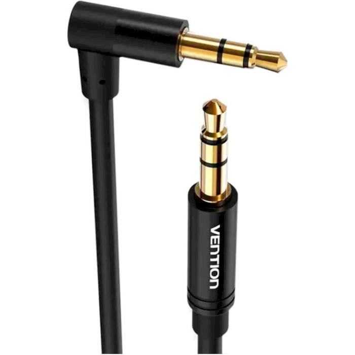 Кабель VENTION 90° Audio Cable mini-jack 3.5mm 0.5м Black (BAKBD-T)