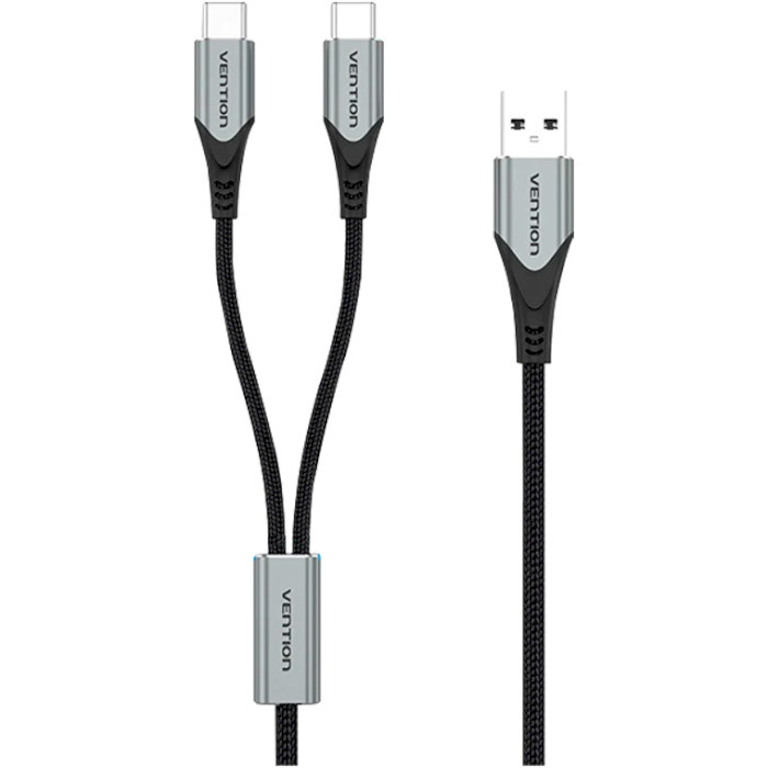 Кабель VENTION USB 2.0 A to Dual USB-C 0.5м Gray (CQOHD)