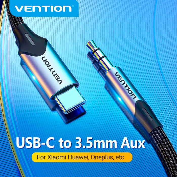 Кабель VENTION USB-C to 3.5mm Aux Cable Type-C to 3.5mm 1м Black (BGKHF)