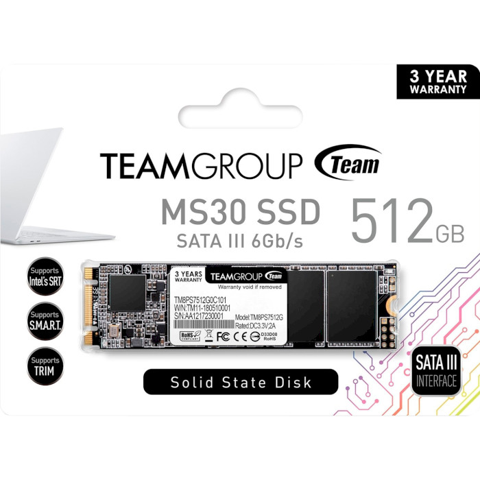 SSD диск TEAM MS30 512GB M.2 SATA (TM8PS7512G0C101)