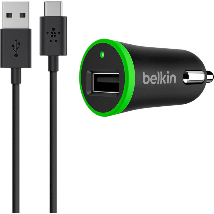 Автомобільний зарядний пристрій BELKIN Boost Up Car Charger 2.1A Black w/Type-C cable (F7U002BT06-BLK)