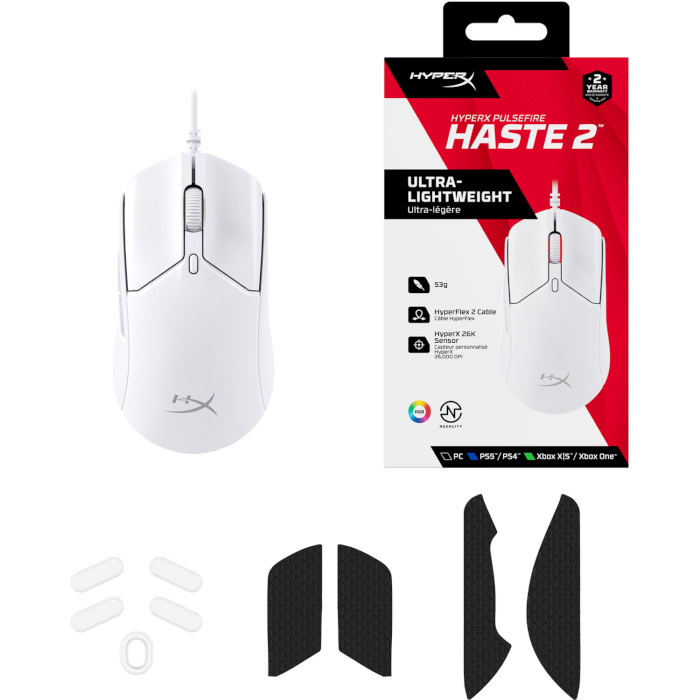 Мышь игровая HYPERX Pulsefire Haste 2 White (6N0A8AA)