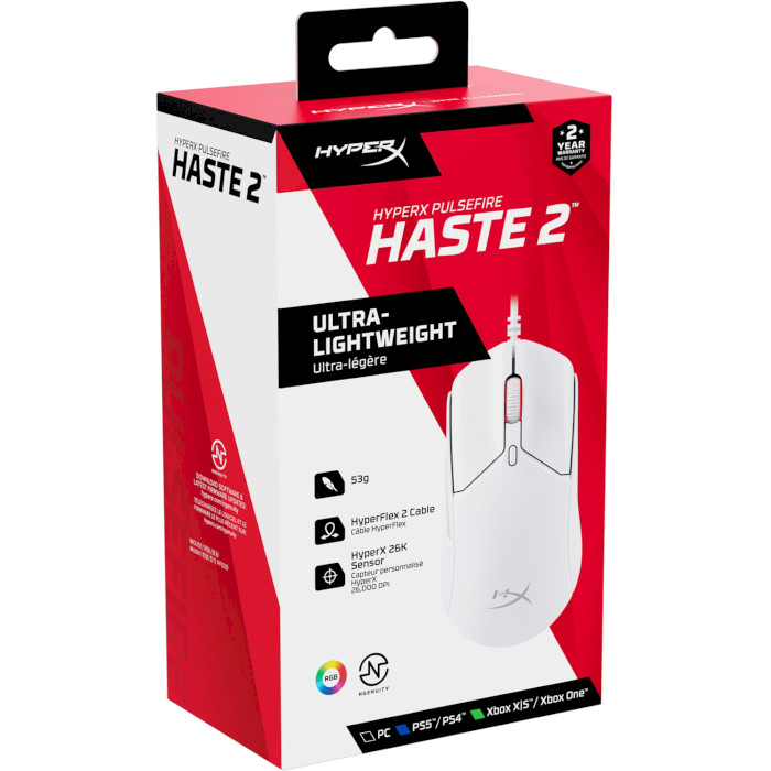 Мышь игровая HYPERX Pulsefire Haste 2 White (6N0A8AA)