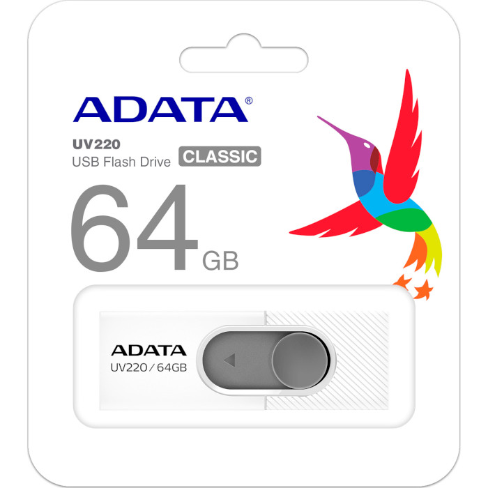 Флешка ADATA UV220 64GB White/Gray (AUV220-64G-RWHGY)