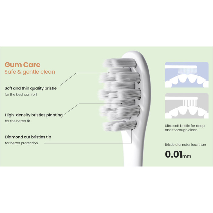 Насадка для зубной щётки OCLEAN P1S12 Gum Care White 6шт (C04000190)
