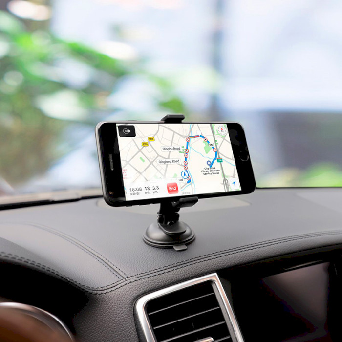 Автотримач для смартфона HOCO CA40 Refined Suction Cup Base In-Car Dashboard Phone Holder Black