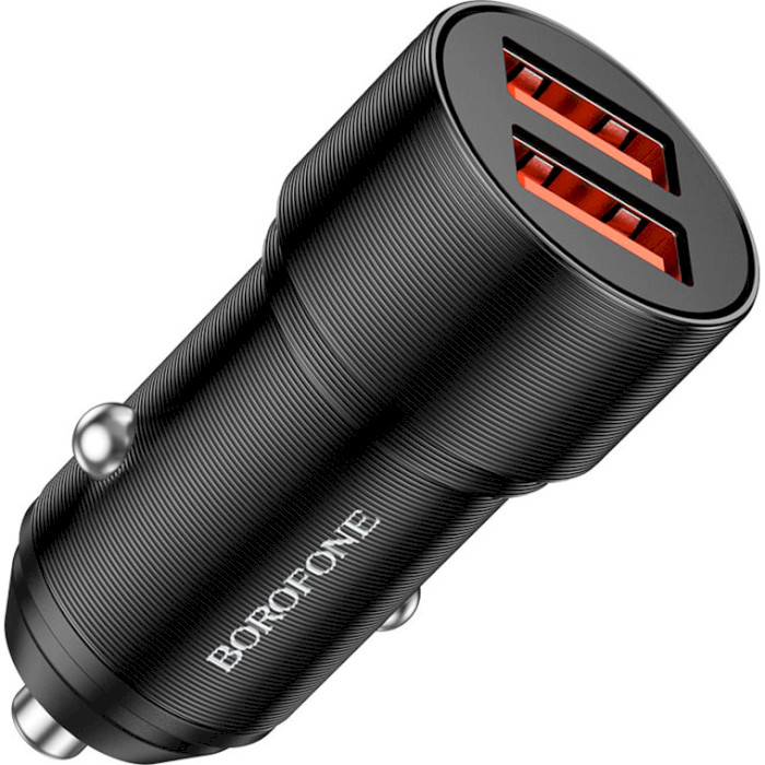 Автомобильное зарядное устройство BOROFONE BZ19 Wisdom 2xUSB-A, 2.4A Black w/Lightning cable (BZ19LB)