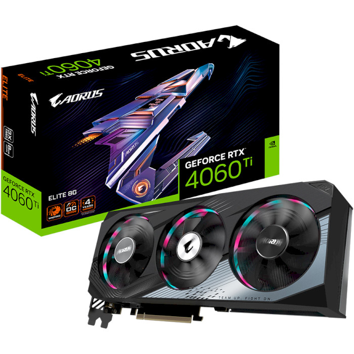 Видеокарта AORUS GeForce RTX 4060 Ti Elite 8G (GV-N406TAORUS E-8GD)