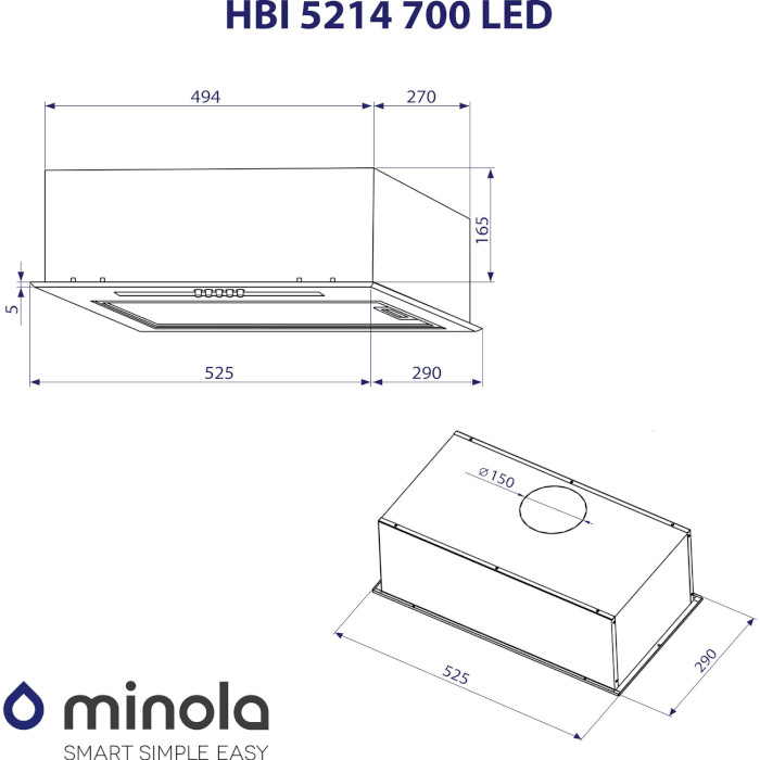 Вытяжка MINOLA HBI 5214 BL 700 LED