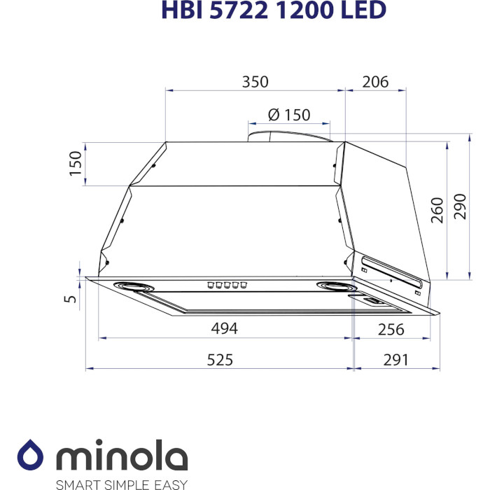 Вытяжка MINOLA HBI 5722 BL 1200 LED