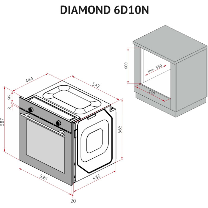 Духовой шкаф PERFELLI Diamond 6D10N Inox