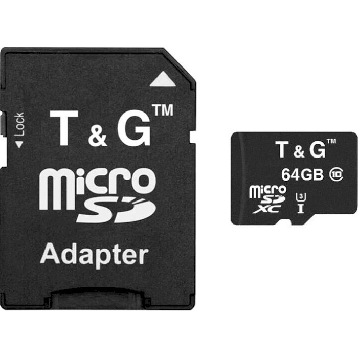 Карта памяти T&G microSDXC 64GB UHS-I U3 Class 10 + SD-adapter (TG-64GBSDU3CL10-01)