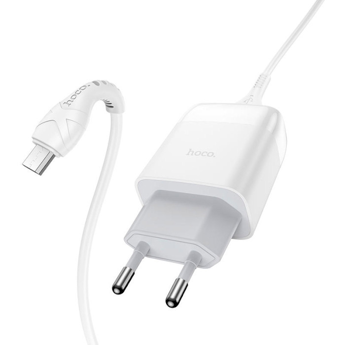Зарядний пристрій HOCO C72Q Glorious 1xUSB-A, QC3.0 White w/Micro-USB cable (6931474732538)