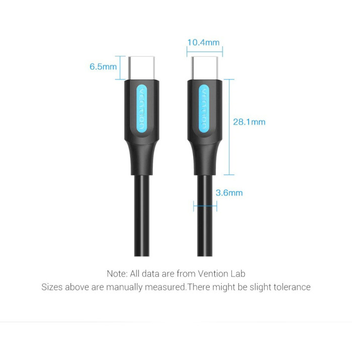 Кабель VENTION USB-C to USB-C 2.0 2м Black (COSBH)