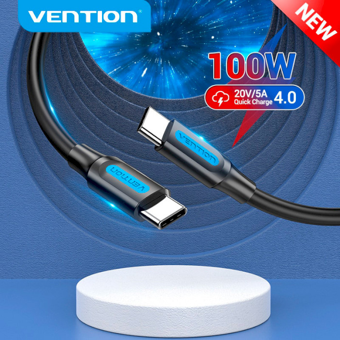 Кабель VENTION USB-C to USB-C 2.0 5А 1м Black (COTBF)