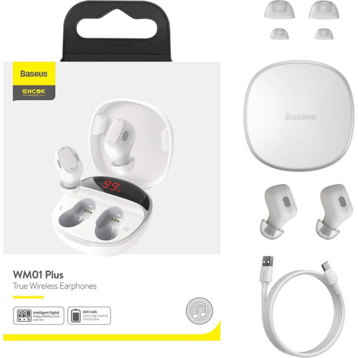Навушники BASEUS Encok WM01 Plus White (NGWM010002)