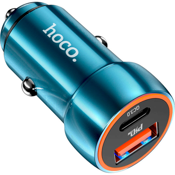 Автомобильное зарядное устройство HOCO Z46A Blue whale 1xUSB-A, 1xUSB-C, PD20W, QC3.0 Sapphire Blue (6931474770349)