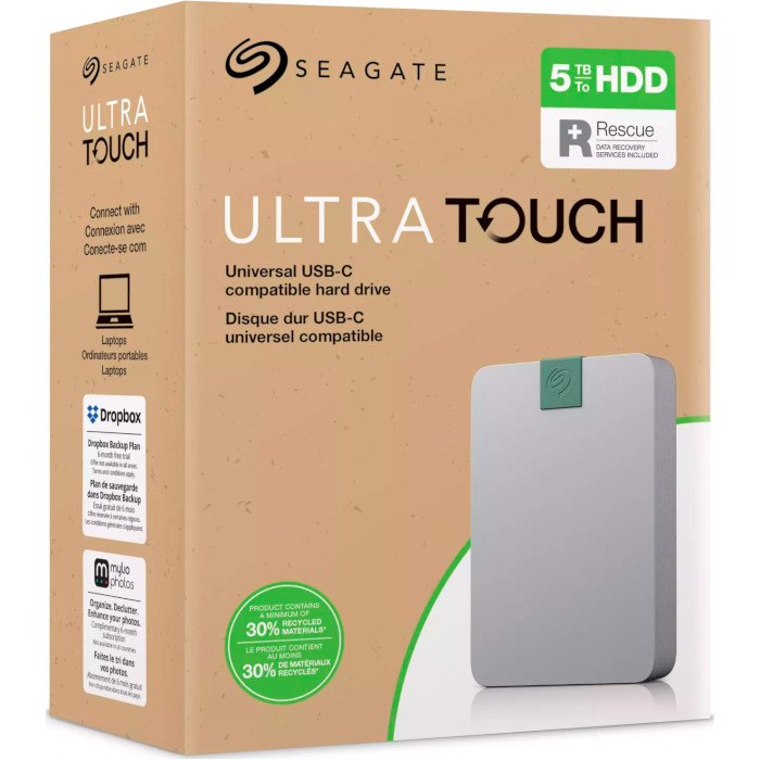 Портативный жёсткий диск SEAGATE Ultra Touch 5TB USB3.2 Pebble Gray (STMA5000400)