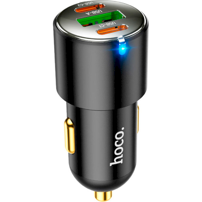 Автомобильное зарядное устройство HOCO NZ6 1xUSB-A, 2xUSB-C, PD45W, QC3.0 Black (6931474765185)