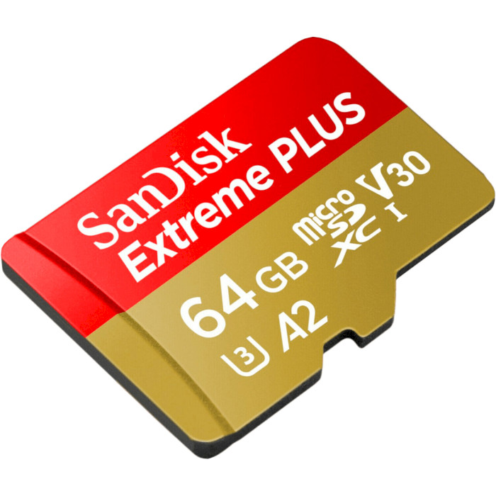 Карта пам'яті SANDISK microSDXC Extreme Plus 64GB UHS-I U3 V30 A2 Class 10 + SD-adapter (SDSQXBU-064G-GN6MA)