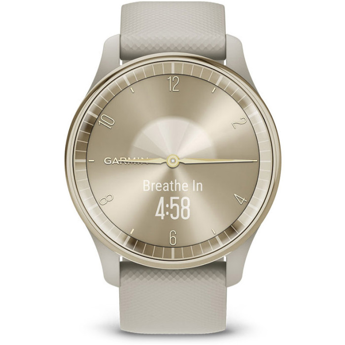 Смарт-годинник GARMIN Vivomove Trend Cream Gold Stainless Steel Bezel with French Gray Case and Silicone Band (010-02665-02)