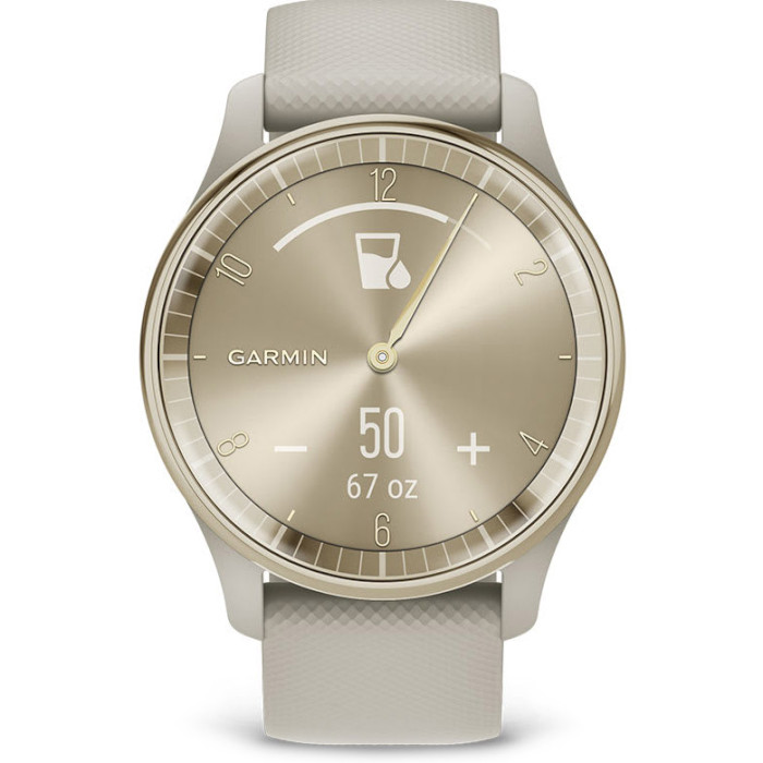 Смарт-годинник GARMIN Vivomove Trend Cream Gold Stainless Steel Bezel with French Gray Case and Silicone Band (010-02665-02)