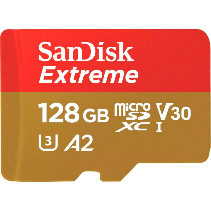 Карта памяти SANDISK microSDXC Extreme 128GB UHS-I U3 V30 A2 Class 10 + SD-adapter (SDSQXAA-128G-GN6AA)