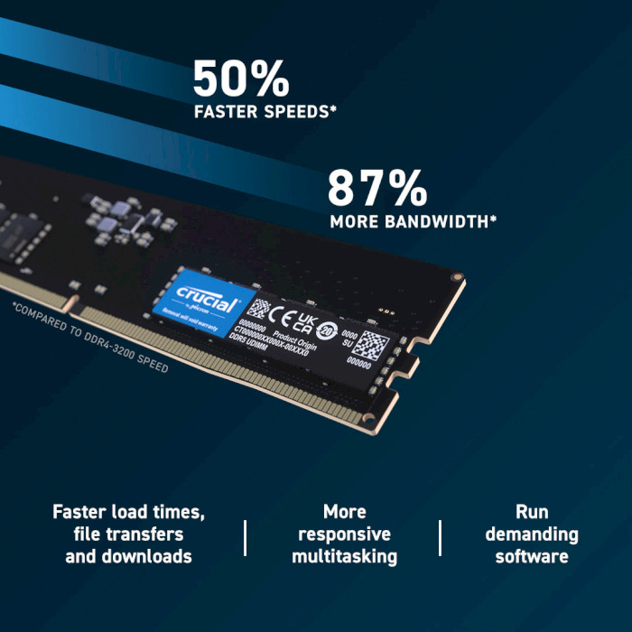 Модуль памяти CRUCIAL DDR5 4800MHz 16GB Kit 2x8GB (CT2K8G48C40U5)