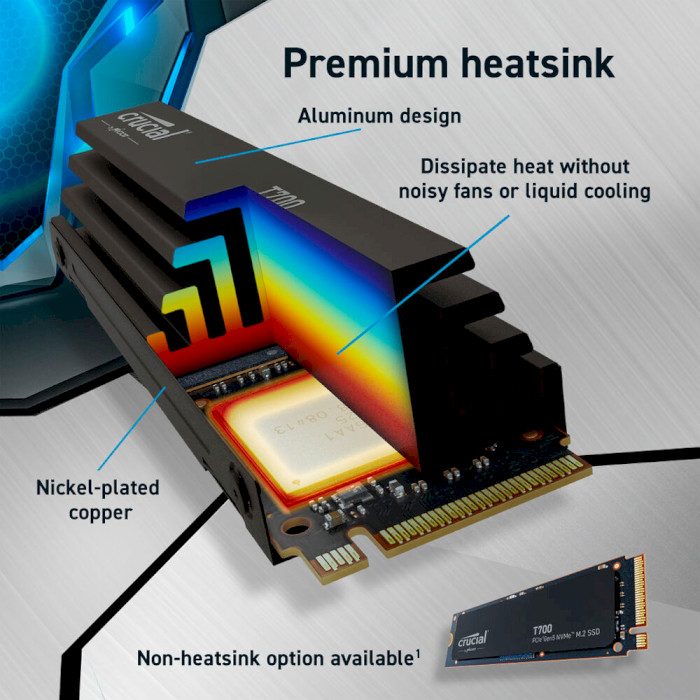 SSD диск CRUCIAL T700 w/heatsink 1TB M.2 NVMe (CT1000T700SSD5)