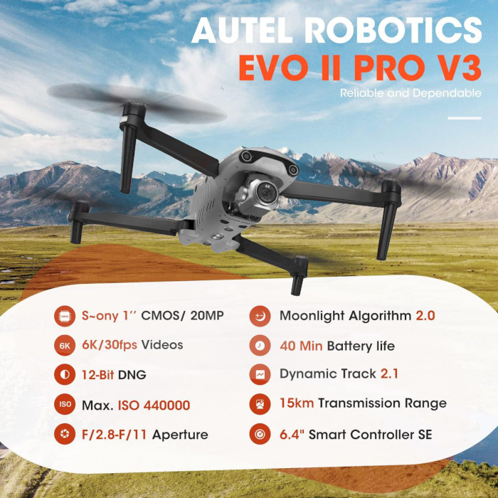 Квадрокоптер AUTEL EVO II Pro V3 Gray Rugged Bundle (102001738)