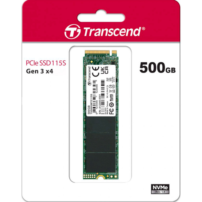 SSD диск TRANSCEND MTE115S 500GB M.2 NVMe (TS500GMTE115S)