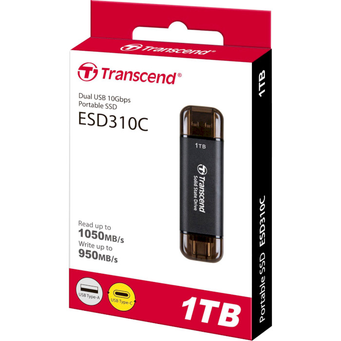 Портативний SSD диск TRANSCEND ESD310 1TB USB3.2 Gen2 Space Black (TS1TESD310C)