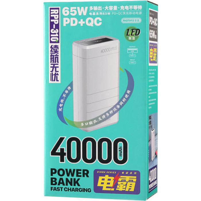 Повербанк REMAX Dinba RPP-310 QC+PD 65W 40000mAh White