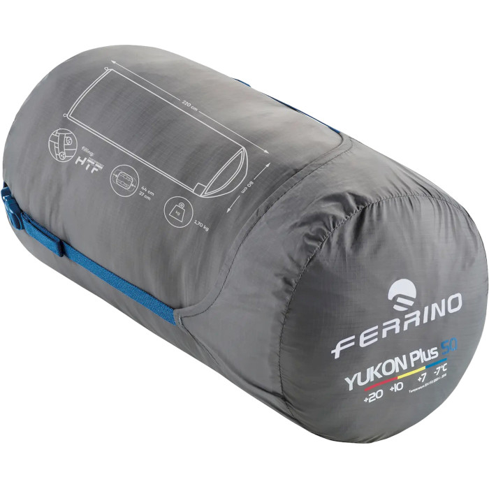 Спальный мешок FERRINO Yukon Plus SQ Maxi +7°C Blue Right (86358NBBD)