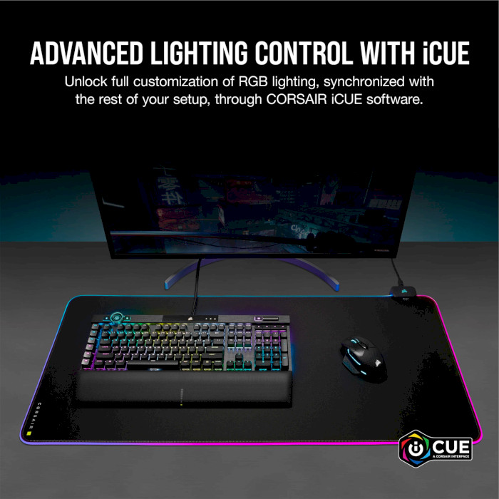 Игровая поверхность с USB хабом CORSAIR MM700 RGB Extended Mouse Pad Black (CH-9417070-WW)