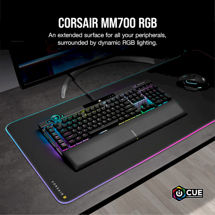 Игровая поверхность с USB хабом CORSAIR MM700 RGB Extended Mouse Pad Black (CH-9417070-WW)