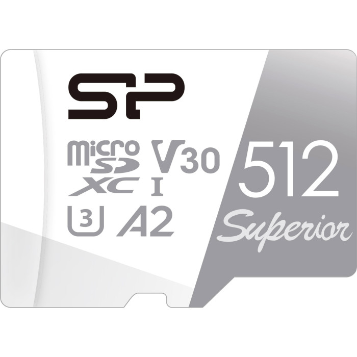 Карта памяти SILICON POWER microSDXC Superior 512GB UHS-I U3 V30 A2 Class 10 + SD-adapter (SP512GBSTXDA2V20SP)