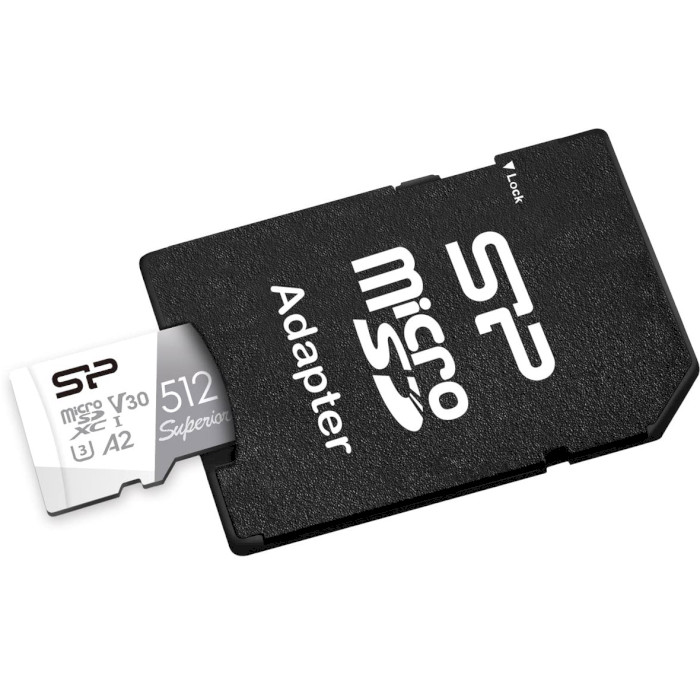 Карта памяти SILICON POWER microSDXC Superior 512GB UHS-I U3 V30 A2 Class 10 + SD-adapter (SP512GBSTXDA2V20SP)